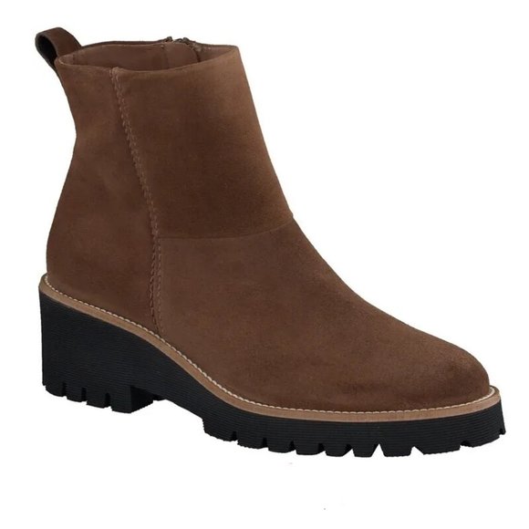 $550 PAUL GREEN JANO PLATFORM LUG SOLE BOOTIE SUEDE BROWN 6.5 AU 9 US (TD5)